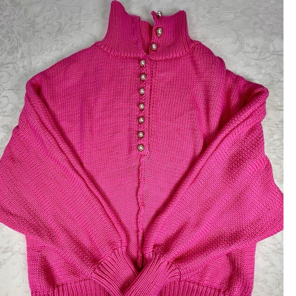 POL Women’s Hot Pink/Fuchsia Pearl Button Sweater – Size Medium